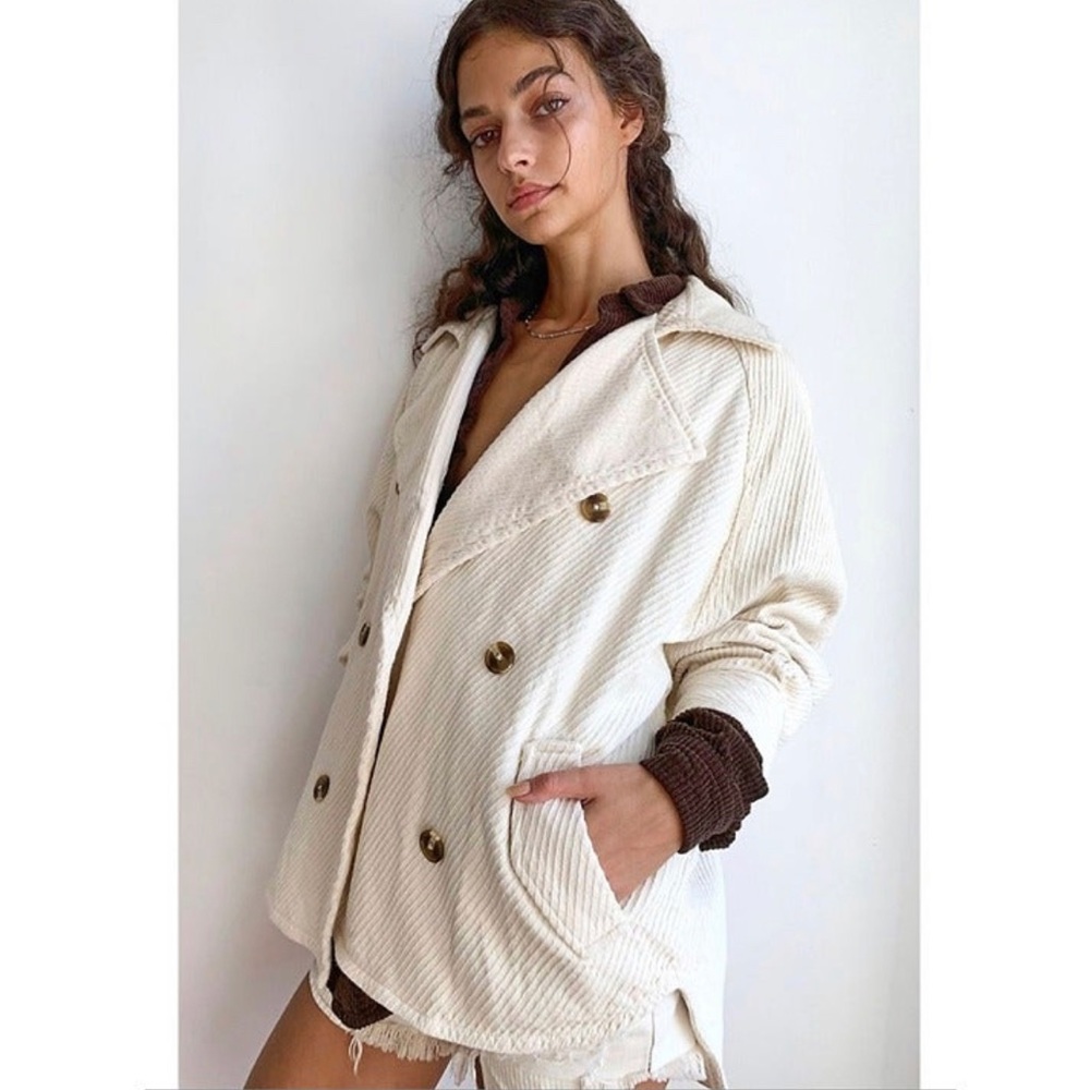 Free People Remi Shirt Jacket in Crème, Size S
